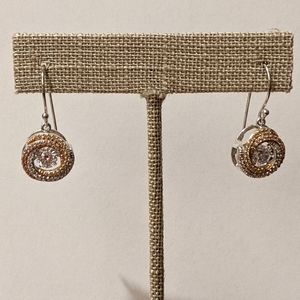 Floating 'diamond' tri-tone love knot earrings